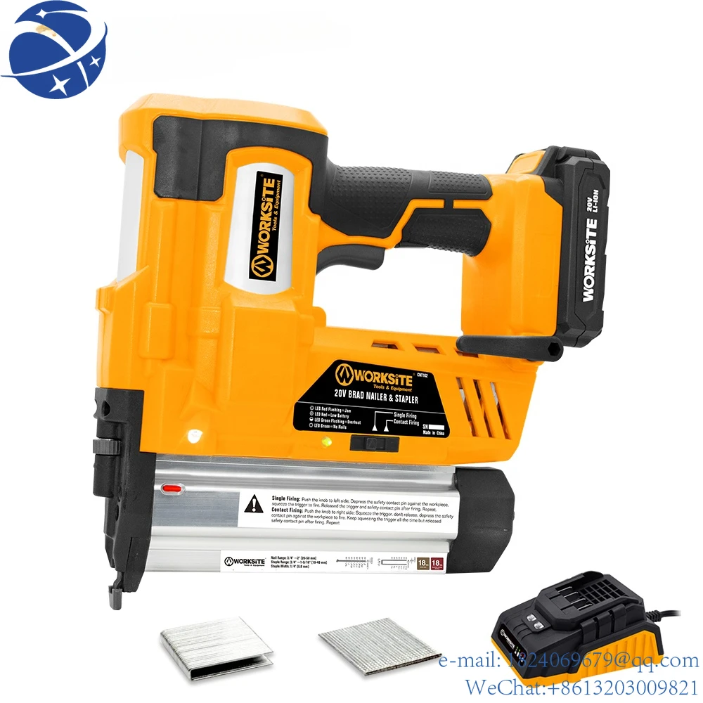 WORKSITE Customized 2-In-1 Cordless Nail Gun 18 Gauge Flooring Roofing Framing 20V Battery Power Portable Brad Nailer Stapler