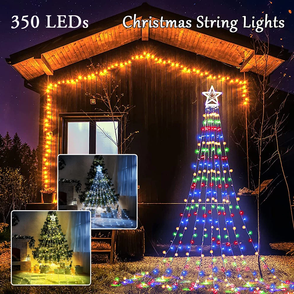 

LED Star Waterfall Lights Christmas Wedding Garden Decoration Outdoor Hanging Tree Lights Garland EU/US Plug String Lights