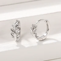 huitan fashion leaf hoop earrings women high quality silver plated exquisite girl earrings daily wear accessories korean jewelry