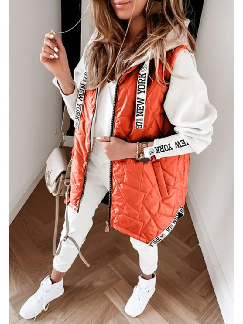 Женская Стеганая куртка без рукавов повседневный легкий жилет Повседневная