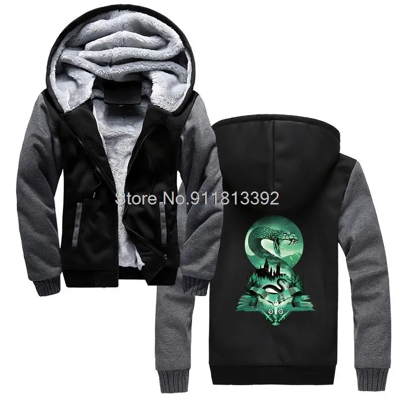 Мужская толстовка с капюшоном House Of Slytherin зимняя утепленная уличная одежда |