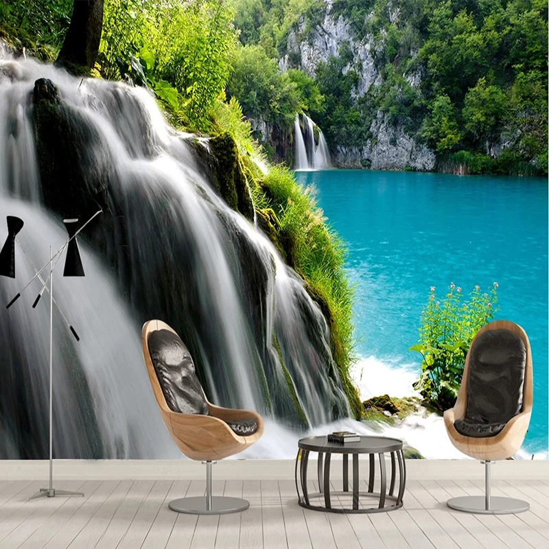 

Custom 3D Mural Wallpaper Water Waterfall Swan Lake Natural Scenery 3D Photo Wall Paper Home Decor For Study Room Bedroom Fresco