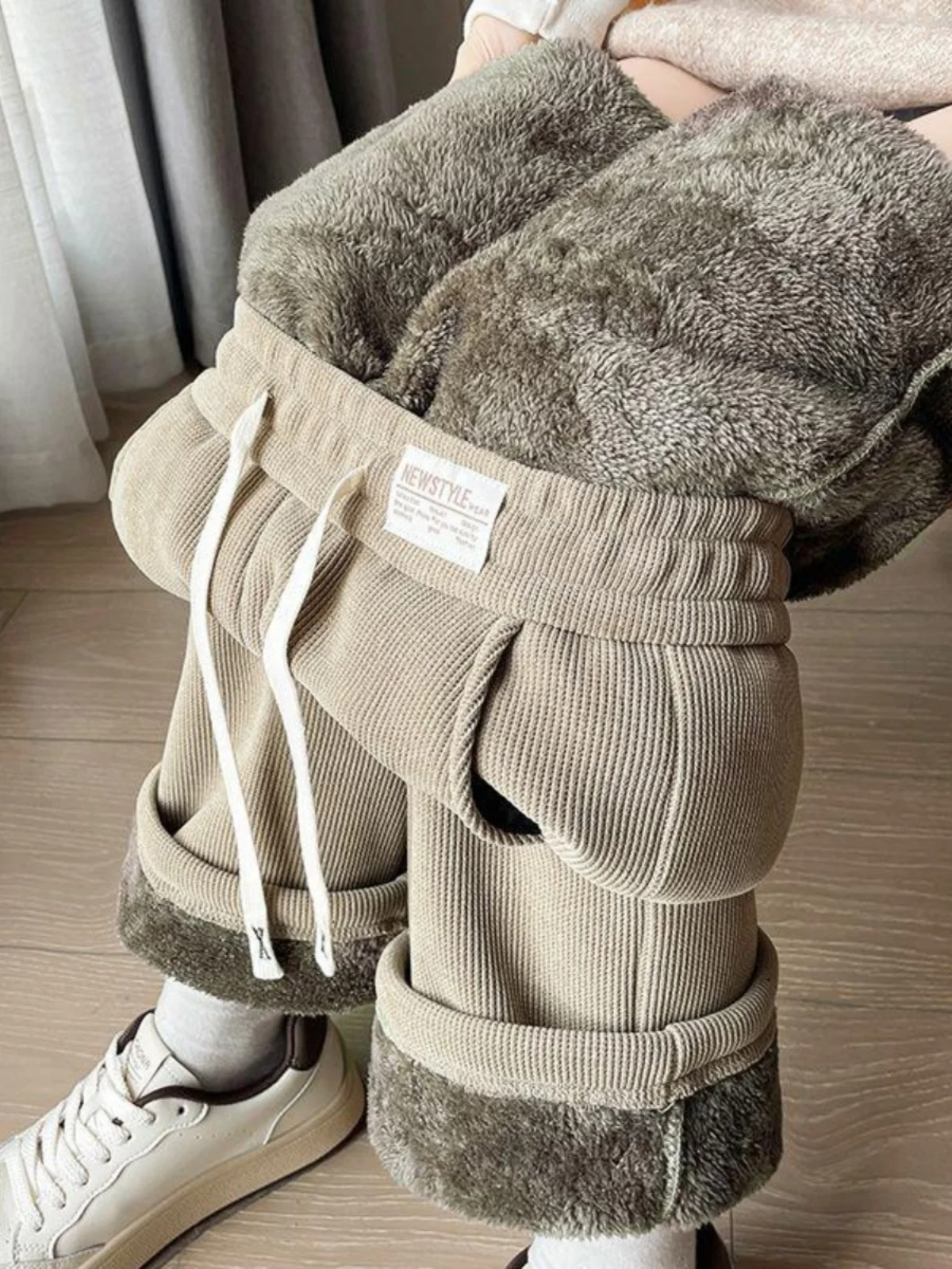 Берберские флисовые широкие брюки больших размеров женские осенние и зимние из