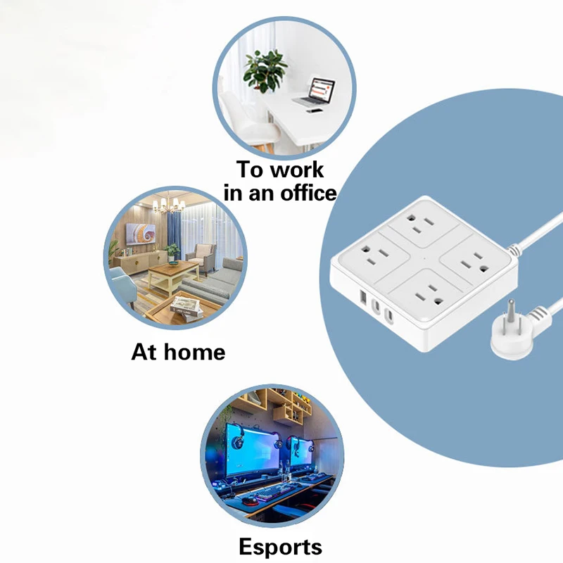 Удлинительный плоский удлинитель 1 2 м для защиты от перенапряжения 15 футов с 4
