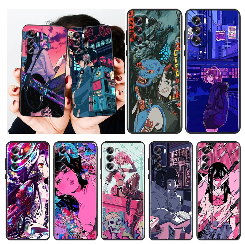 

Anime Fashion Girl Comics Phone Case Black For Motorola E32 G52 G Stylus G71 Edge G60 S G9 G8 20 G10 E7i G31 Power One Fusion