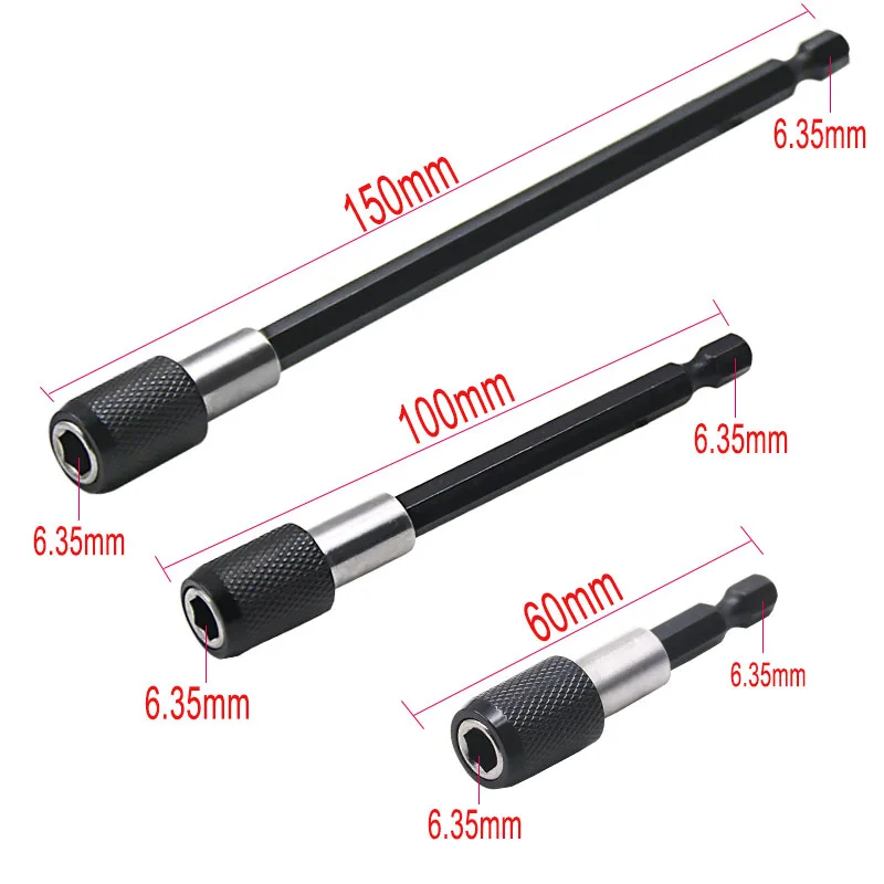 

Hexagonal handle quick release self-locking rod extension rod electric drill screwdriver batch head extension rod 3-piece set
