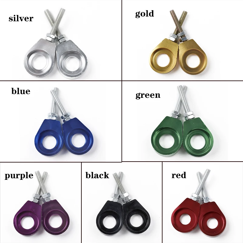 Натяжитель цепи мотоцикла, Алюминиевый Регулятор, 1 пара, 7 цветов, 12 мм 15 мм, отверстие для заднего колеса, универсальный, для мотокросса