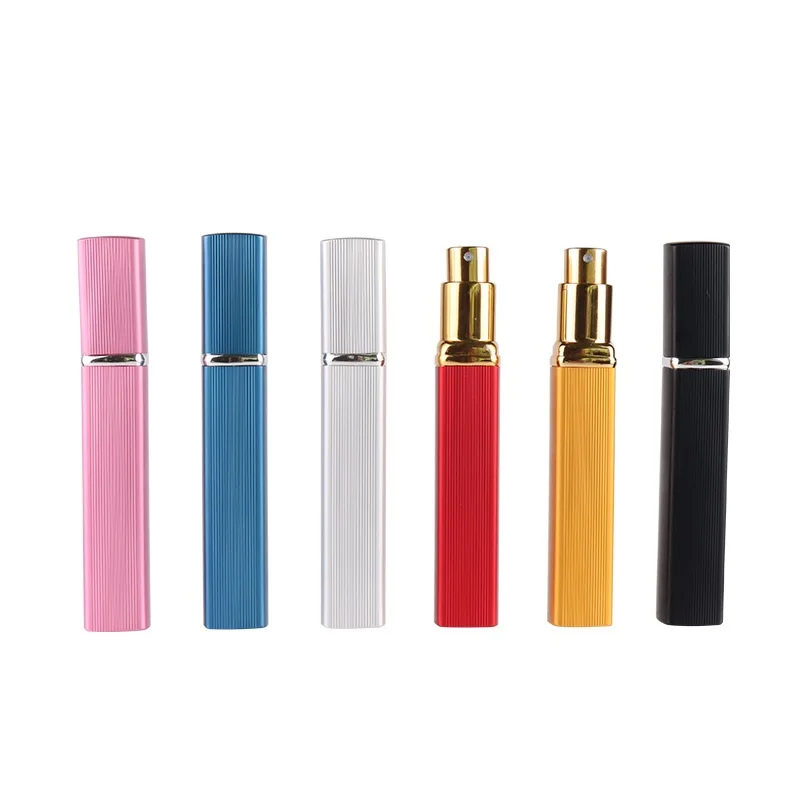 

100pcs/lot 12ml Metal Case Glass Tank Perfume Bottle Empty Refillable Portable Mini Travel Leak Proof Spray Perfume Container