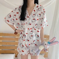 hello kitty ultra thin milk silk pajamas kawaii sanrio loose short sleeve two piece suit living clothes leisure breathable