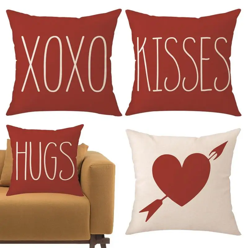 

Valentines Pillow Covers 18x18 Set Of 4 Proposal Pillow Covers Spring Farmhouse Decor Red Love Holiday Decorations Throw Cushion