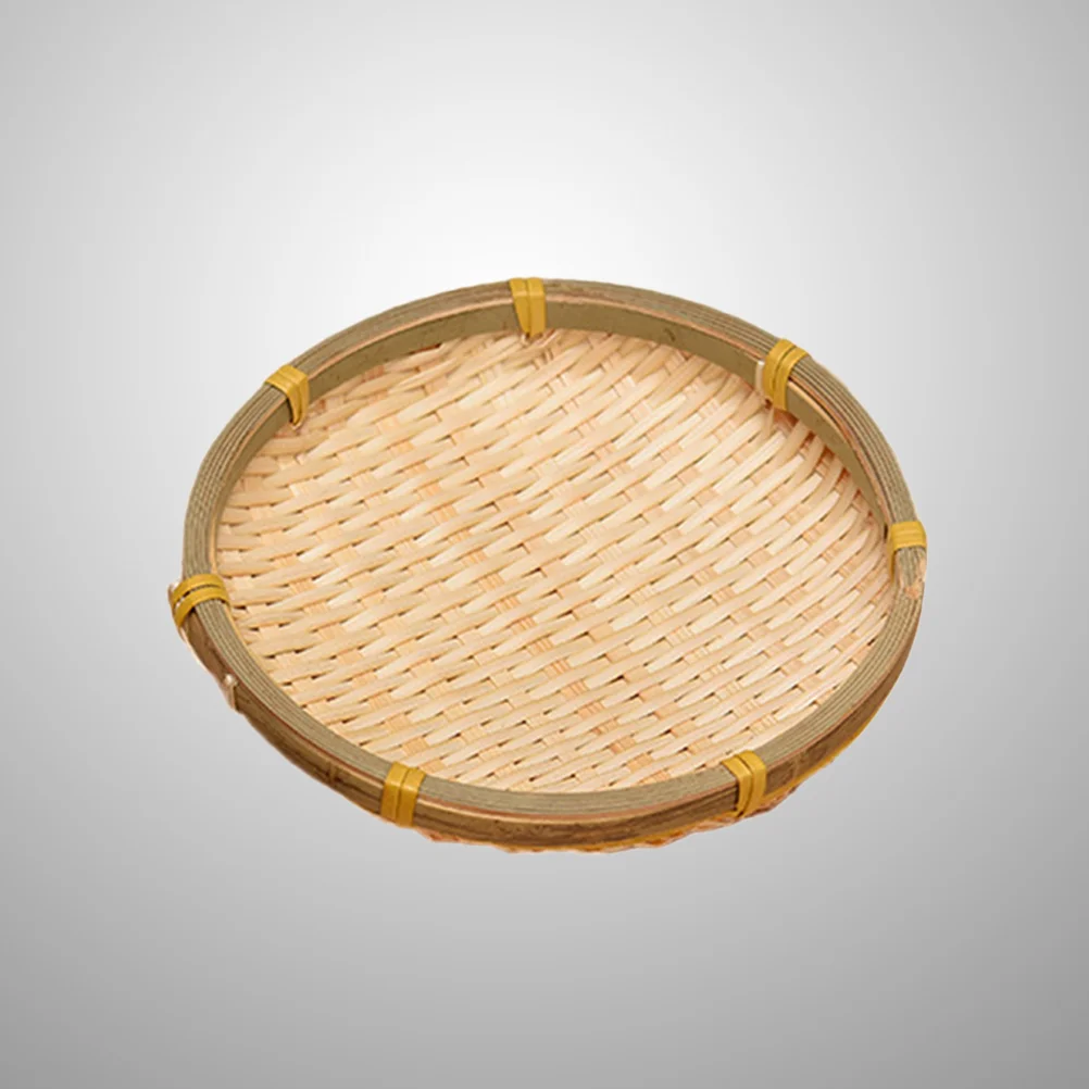 

Basket Tray Wall Bamboo Decor Serving Rattan Woven Wicker Fruit Round Baskets Bread Platter Storage Snack Picnic Vegetable