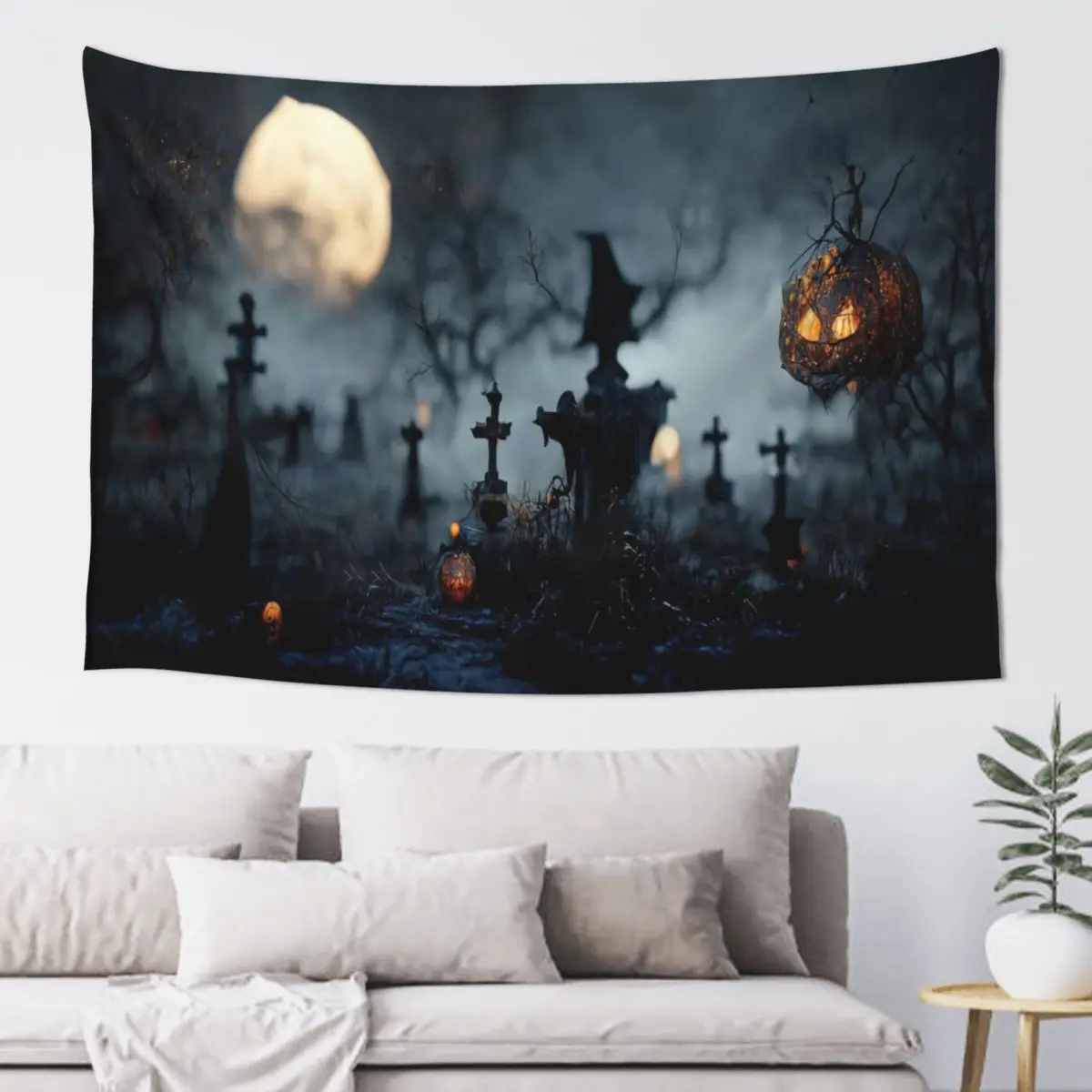 

Halloween Pumpkin Tapestry Wall Hanging Aesthetic Room Decor Artwork Landscape Tapestry Bedroom Decoration 60x40in