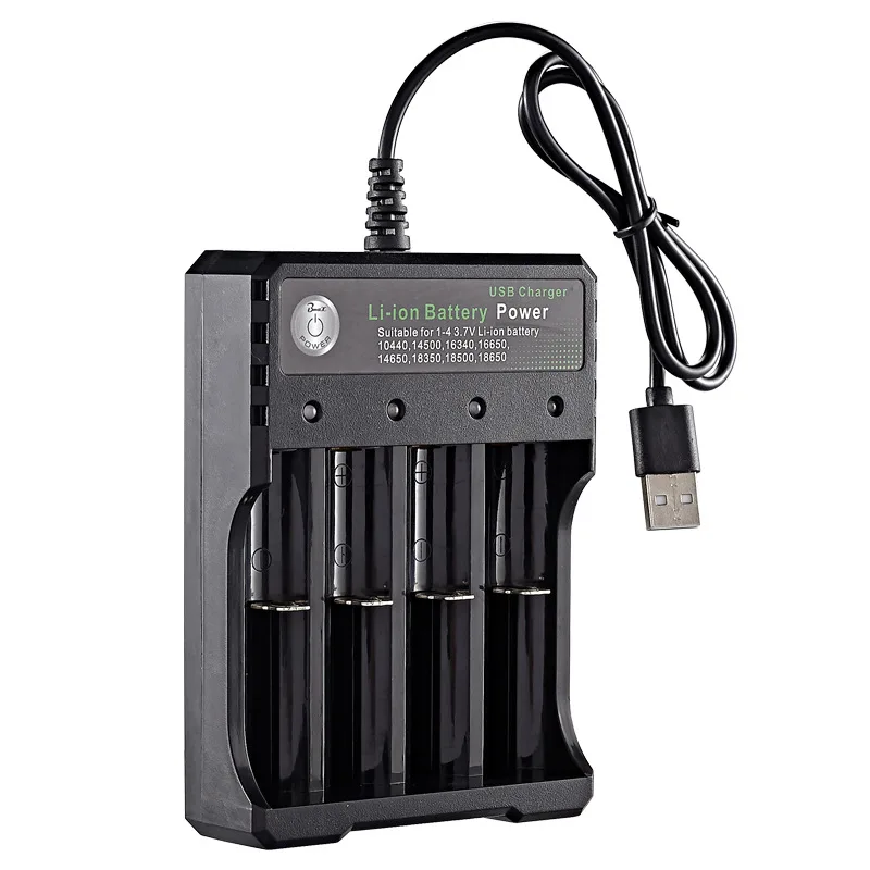 

4 Slots 18650 Charger Independent Charging 3.7V Li-ion Battery Smart Charger for 10440 14500 16340 16650 14650 18350 18500 18650