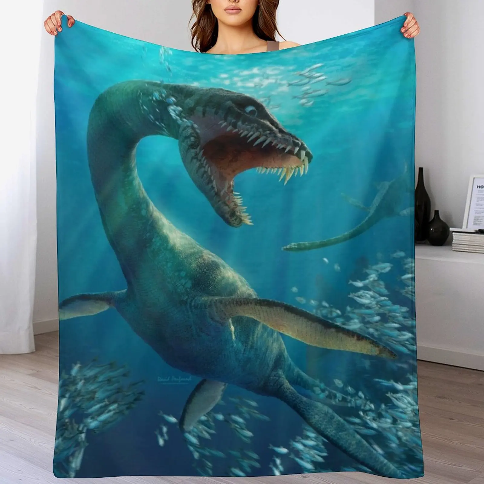 Одеяло Плезиозавр из фланелевой ткани роскошные пледы