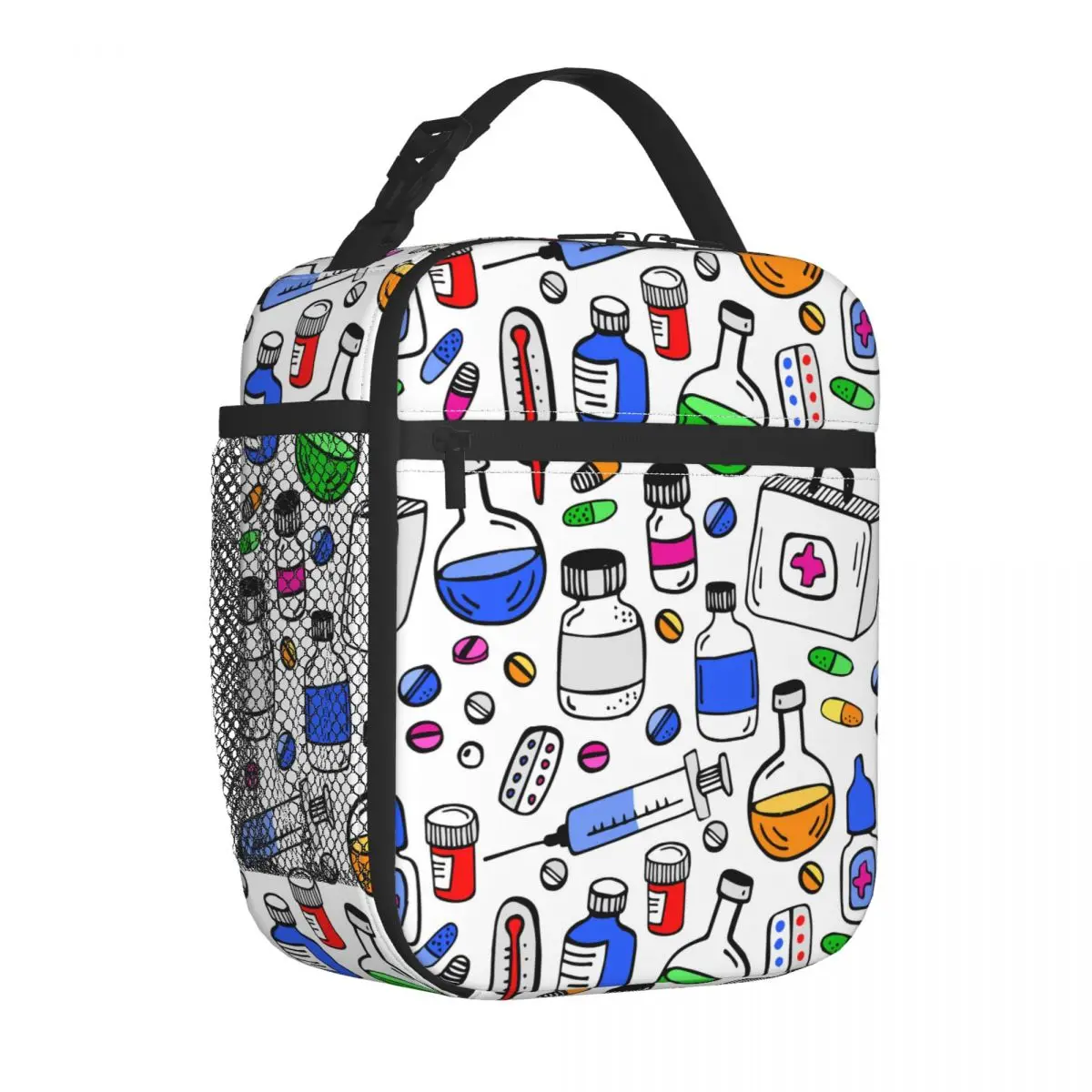 

Chemical Medical Medicine Cartoon Insulated Lunch Bags Large Reusable Thermal Bag Tote Lunch Box School Picnic Food Handbags