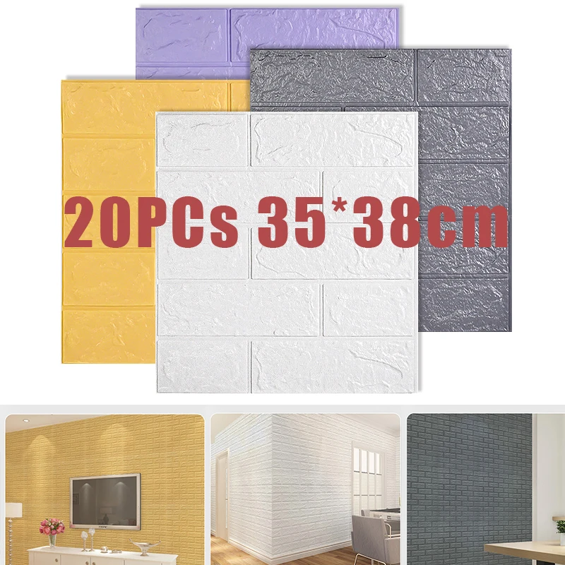 

20pcs 3D WallSticker Brick Pattern Wallpaper for Living Room Bedroom TV Wall Vinyl Decor Self Adhesive Papel Papel De Parede