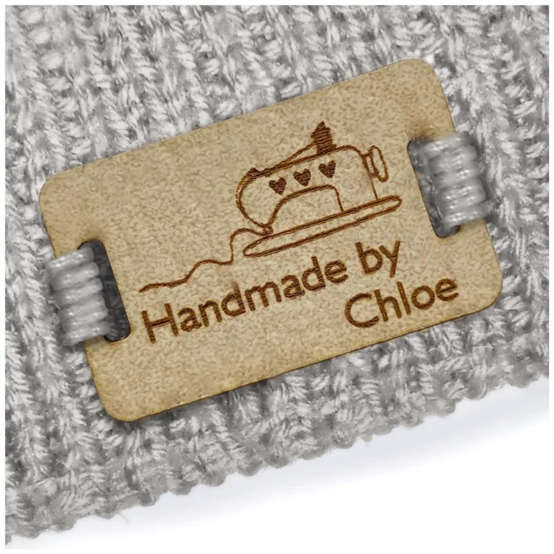 

30pcs Custom sewing labels with logo name Handmade leather tags for clothes crochet Personalized rectangle knitting hats label