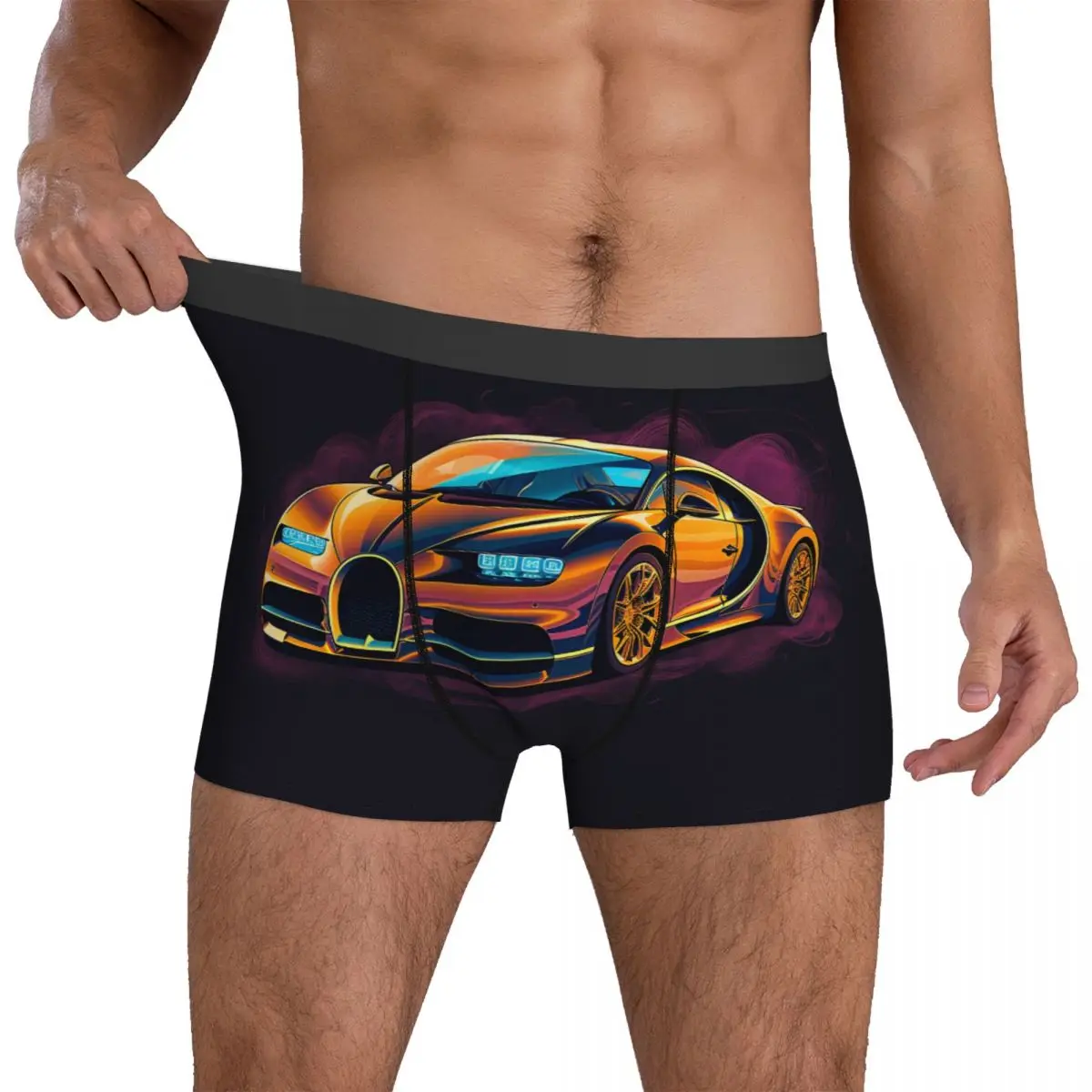 

Sports Car Underwear Vintage Vibrant Tones 3D Pouch Trenky Boxer Shorts Customs Shorts Briefs Soft Men's Panties Plus Size