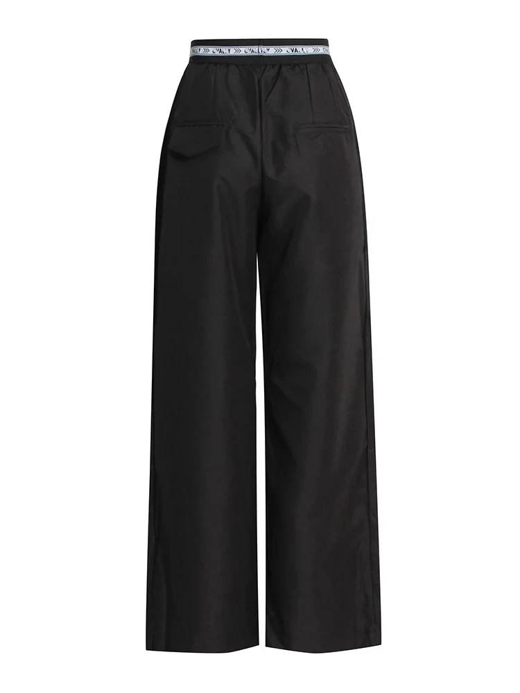 Брюки женские с широкими штанинами высокой талией и поясом