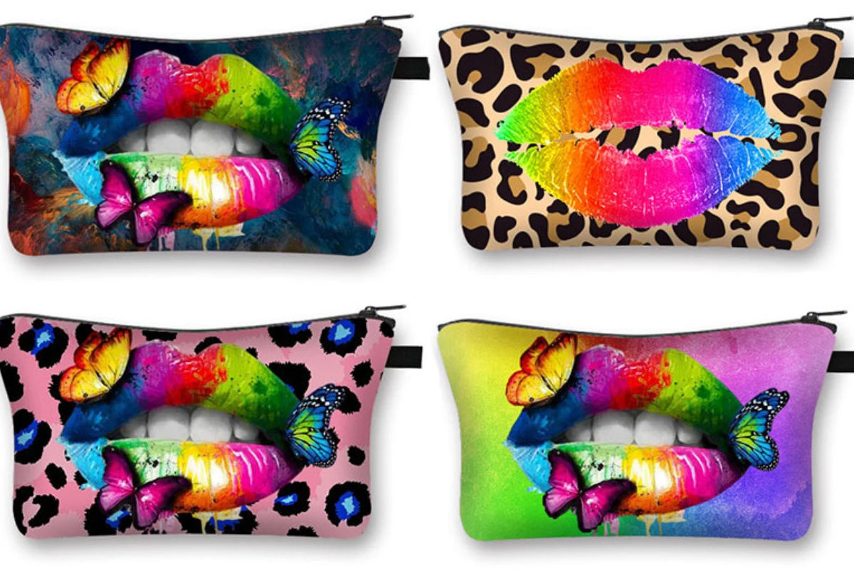 

дорожная сумка косметичка дорожная пенал аниме косметичка сумка женская косметичка женская Радужный кошелек для губ и бабочек, милый женский косметический чехол для косметики, женская сумка для хранения губной помады