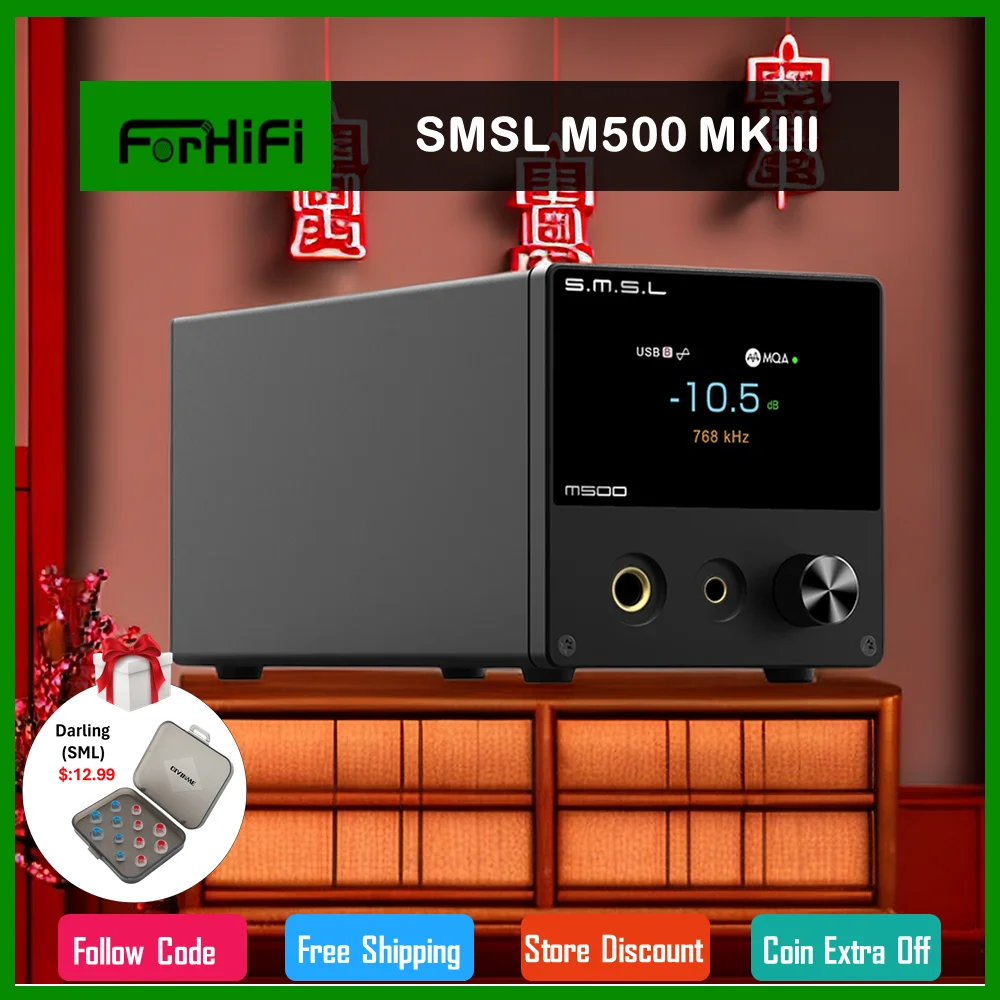 SMSL M500 MKIII Bluetooth Audio ЦАП ES9038PRO MQA-CD DSD512 32 бит 768 кГц усилитель для наушников OPA1612A XMOS XU316