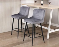 modern style velvet diamond tufted fabric upholstery metal legs bar room chair counter stool