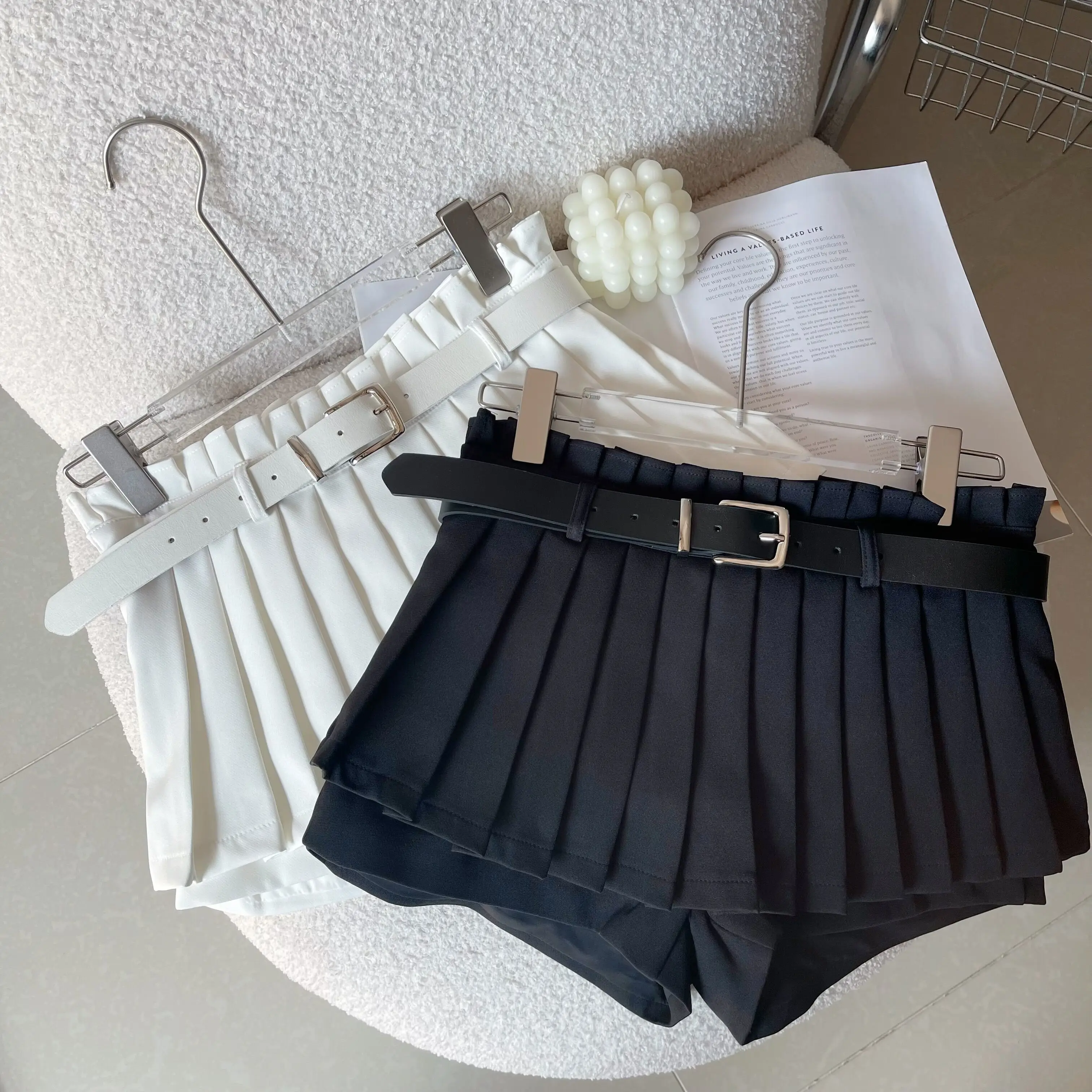 

Модная пикантная плиссированная юбка, шорты, юбки, женские летние белые черные шорты с высокой талией, свободные шорты для женщин