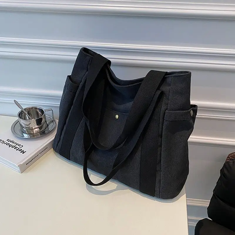 2023 Women New Canvas Bag Simple One Shoulder Work Bag Large Capacity Computer Commuting Bag Tote Bag Women's Handheld Big Bag