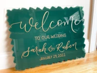 welcome to our wedding sign transparent acrylic entrance sign for party plexiglass brush background wedding poster decoration