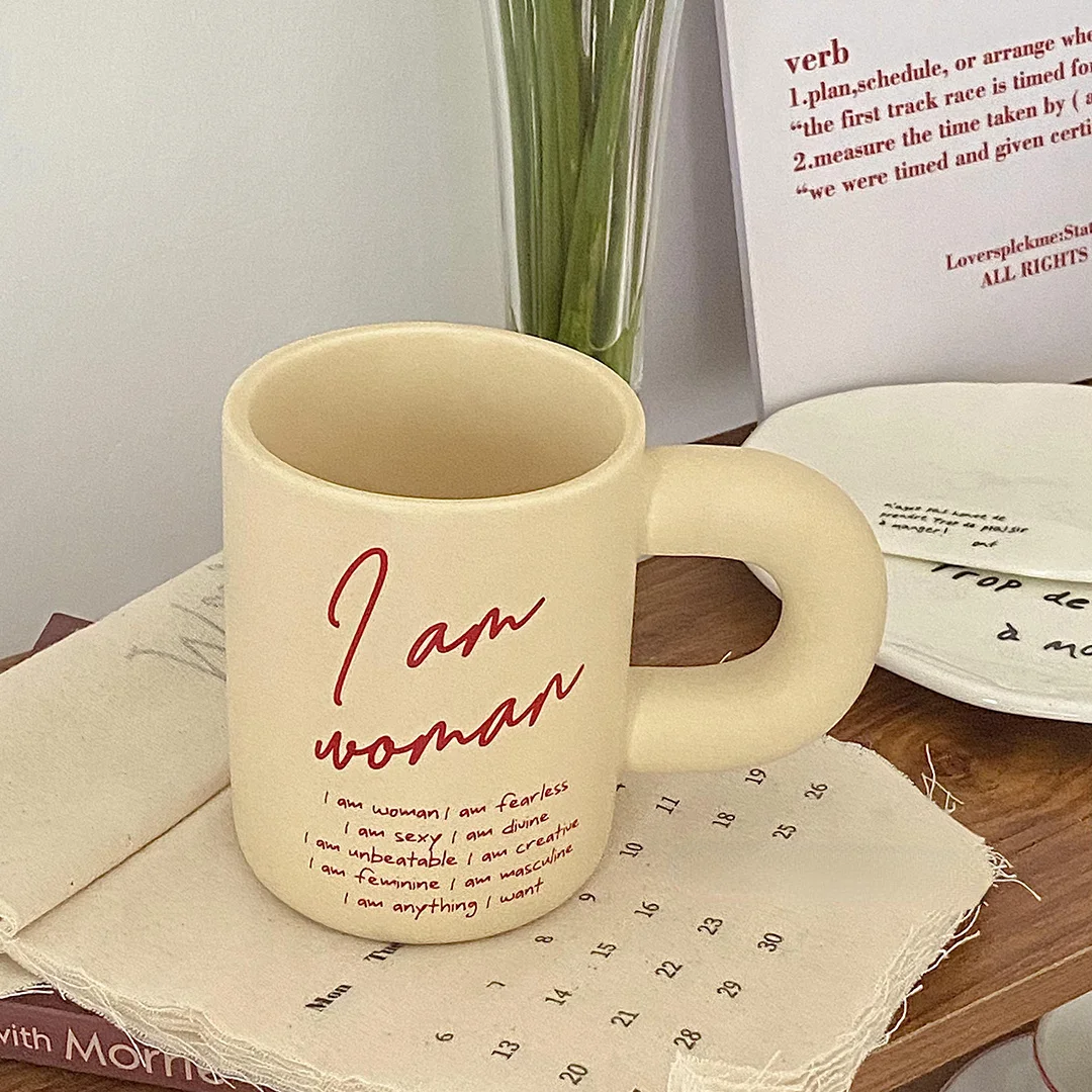 

Кофейная кружка во французском ретро-стиле, керамические чашки для завтрака и молока, Термостойкая керамическая Бытовая матовая кружка с к...