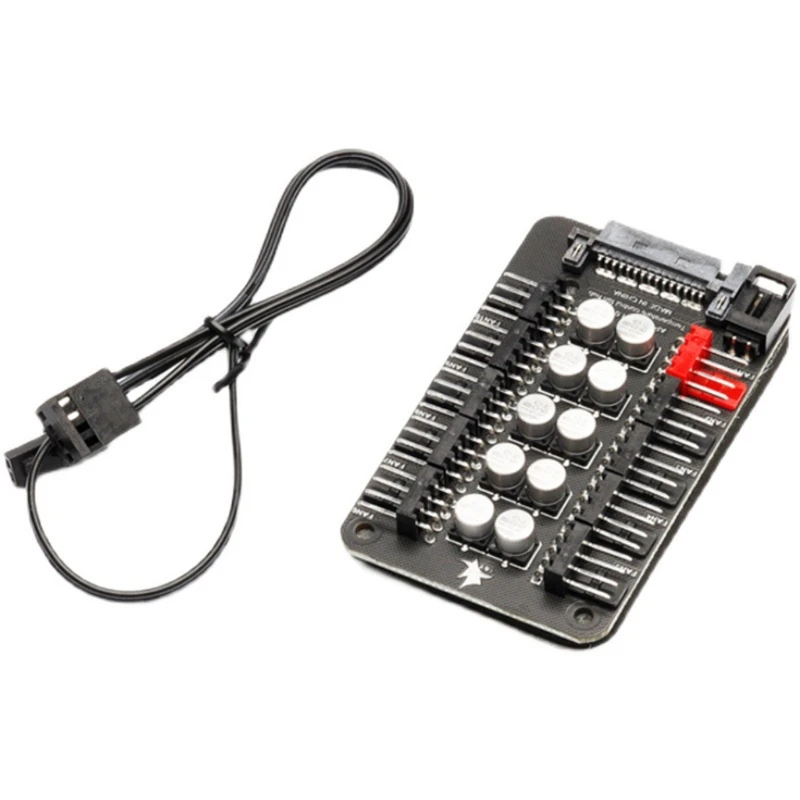 

C5AE PC 10 Channels Interface Fan Hub Cooling Fan Speed Controller for CPU Case Pwm Fan Pci Bracket Power by 12V Fan