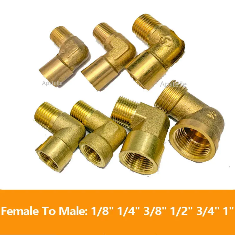 

Elbow Male to Female Brass Tube Fitting Adapter 90 Degree 1/8" 1/4" 3/8" 1/2" 3/4"BSP Pipe Connector Oil Gas Fitting Coupler
