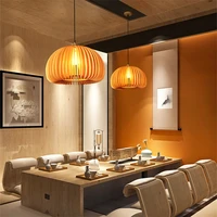 japanese pastoral style simple retro pumpkin basswood chandelier study bedroom restaurant homestay atmosphere ceiling lamp