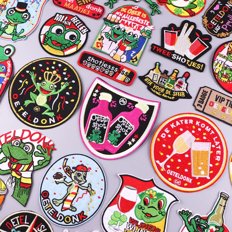 

Eindhoven Oeteldonk Emblem Full Embroidered Frog Carnival For Netherland Patch Iron On Patches Embroidered Patches For Clothing