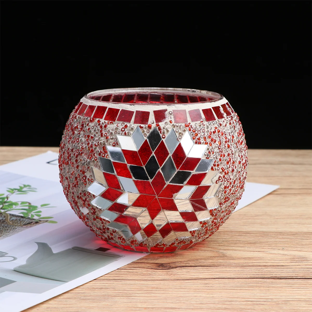 House Ornaments Pillar Stand Mosaic Lantern Holder Dining Cup Potted Plants Bowl Mosaic Votive Holder
