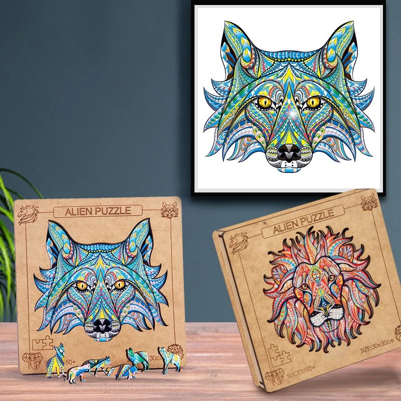 

Can Be Pasted Decorative Animal 3D Wooden Puzzle Adult Jigsaw Puzzle Wooden Box Puzzle Children Wooden Toy Gifts