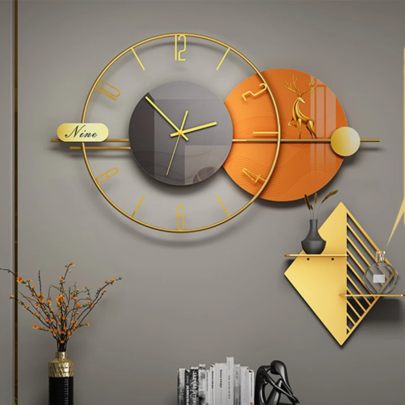

Modern Luxury Wall Watch Living Room Big Simple Quartz Metal Wall Clocks Bedroom Silent Stylish Art Chic Horloge Home Decor