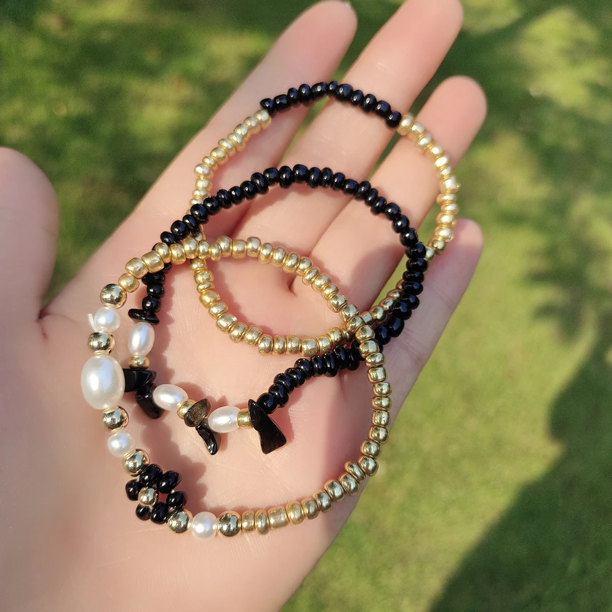 Женский браслет ручной работы Vedawas в стиле бохо с бусинами круглыми золотого