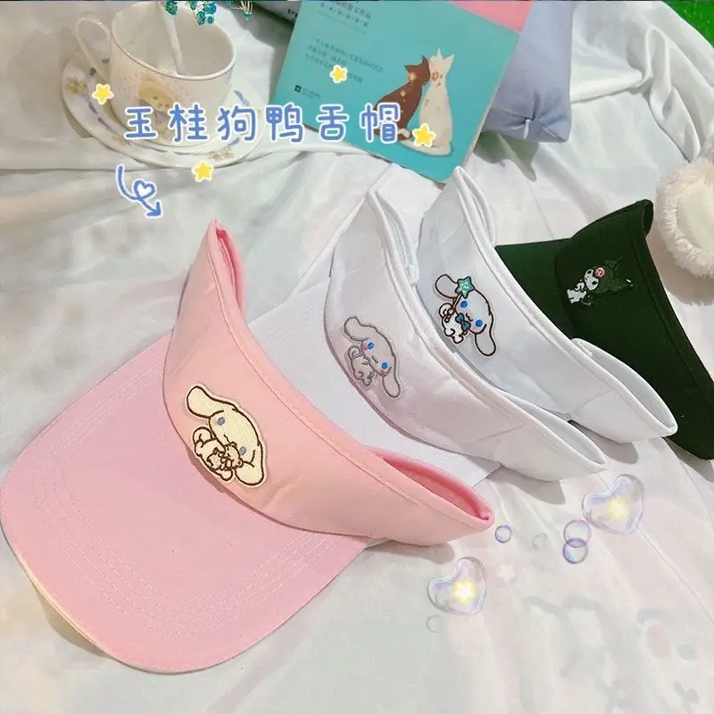 

Новинка 2022, Солнцезащитная шляпа Ins, милый Sanrio Cinnamoroll Kuromi Mymelody с защитой от ультрафиолета, солнцезащитный козырек для улицы, пустая Кепка, под...