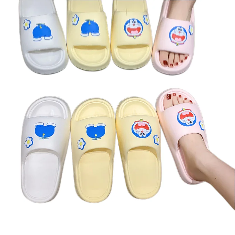 

Тапки Kawaii Doraemon для дома и пляжа, Мультяшные анимационные периферийные, Нескользящие, толстая подошва, для ванной, подарок