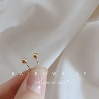 creative round square ear hole ear studs earrings for women korean style prevent allergy mini earrings fine jewelry accessories