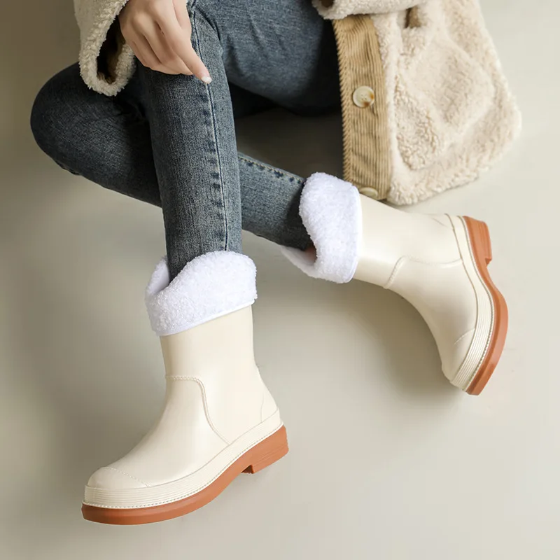 Women Mid-calf PVC Rain Boots Colorful Anti-slip Rain Shoes For Woman Wellies Boots AL14