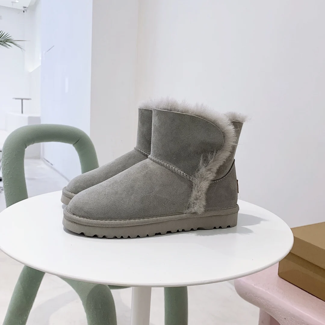 

Женские теплые зимние ботинки из натуральной овечьей шкуры, повседневные Модные ботильоны на плоской подошве с прошивкой и нитками, 22as02