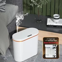 15L Aromatherapy Trash Can Light Luxury Smart Sensor Rechargeable Garbage Bin Garbage Bag Set Narrow Toilet Bathroom Rubbish Bin