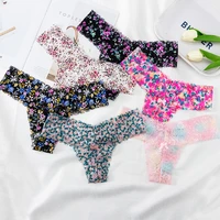 women sexy flowers panties low waist g string thong underwear female temptation breathable lingerie ultra thin intimates