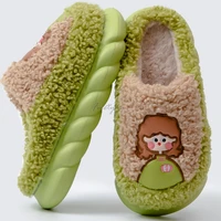 winter slippers for women lovely cartoon girls soft platform home slippers female comfort short plush warm mixed color shoes