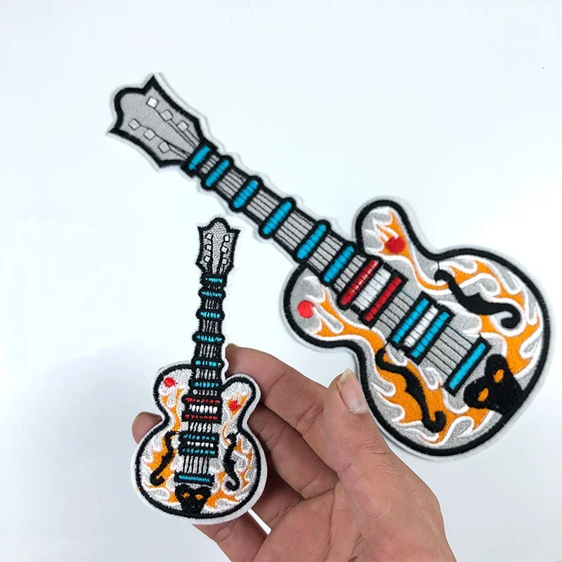 

Cartoon Music Guitar Ironing Embroidered Patch for on DIY Sew on repair Clothes Jeans Coat back decorate Sticker Applique