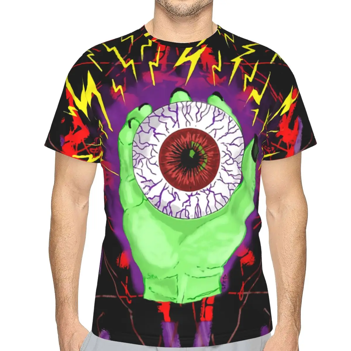 

Polyester TShirts Electric Eye Dark Art Print Men's Thin T Shirt Funny Clothing
