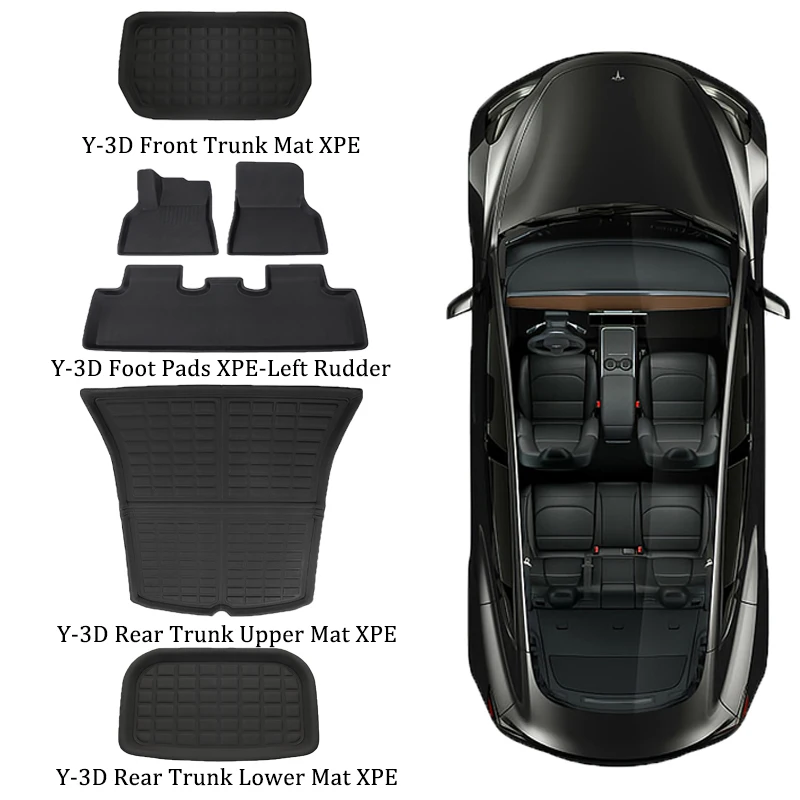 

Коврики для хранения в багажнике переднего и заднего вида автомобиля Tesla Model 3, накладки для ног модели Y 2023, напольный коврик для груза из ТПЭ XPE, левый руль, 3D коврик 2022 2021