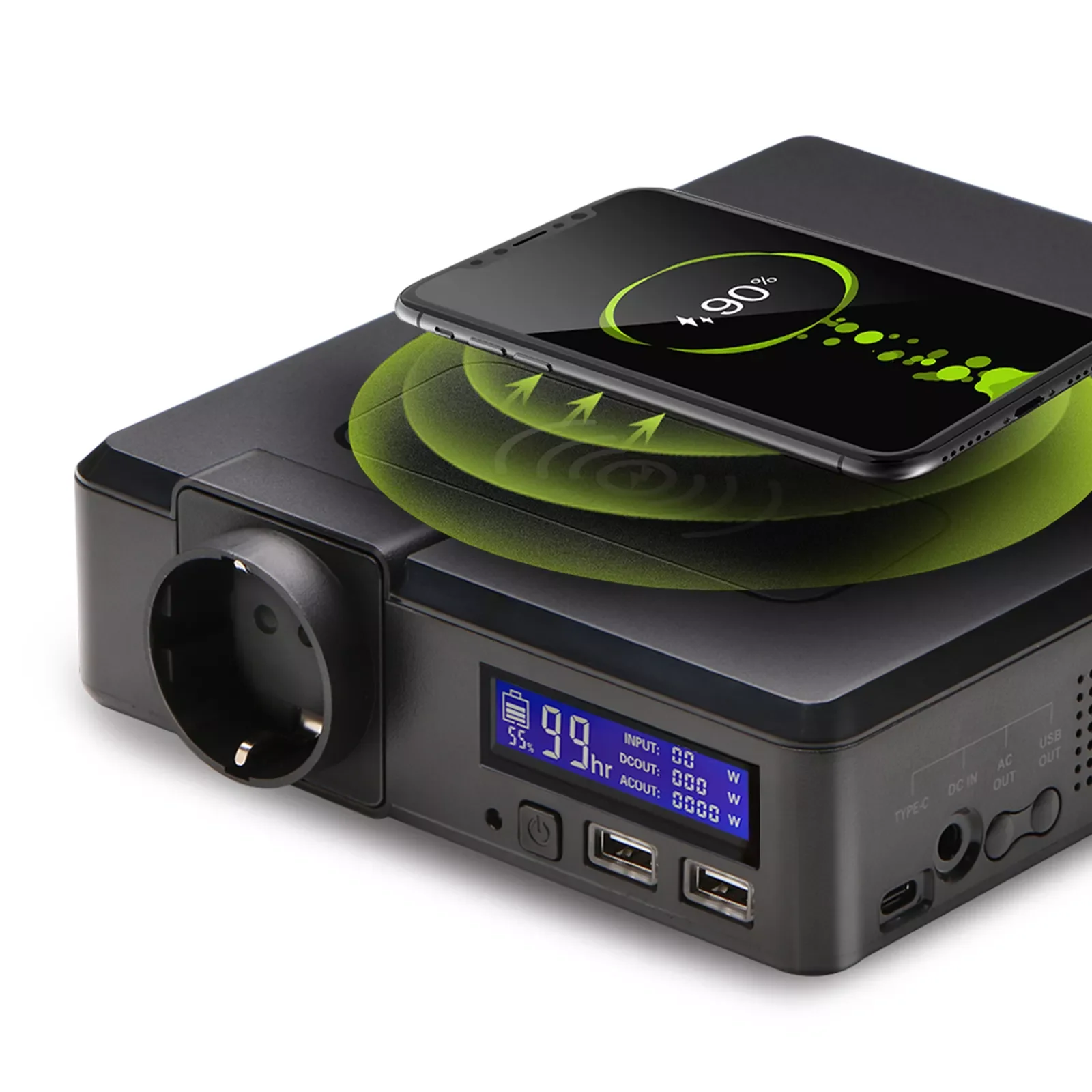 

200W Portable Station 154Wh/41600mAh Solar Powerbank Emergency Supply with Wireless Charger for Outdoors